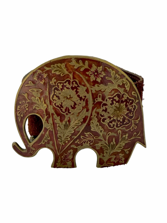 Enamel Brass Belt Buckle Elephant Floral Reddish Maroon Brown Detailed Vintage main image 7